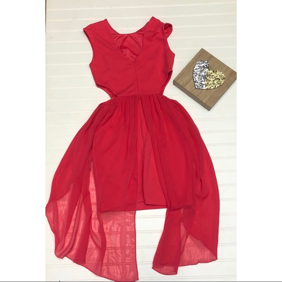 ASOS Petite Coral Pink Side Cut Outs Mini Dress - Picture 6 of 8